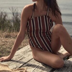 Doen Mallorca Maillot One Piece Bathing Suit in Montecito Stripe size L
